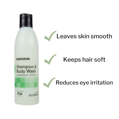 McKesson Body Wash and Shampoo, Aloe, Cucumber Melon Scent, 8 oz, 1 Count