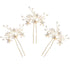 Wedding Hair Pins (3 Pcs) - Elegant Pearl Floral Crystal Hair Accessories for Bridal Women in Gold