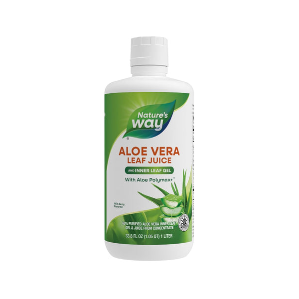 Nature's Way Aloe Vera Leaf Juice and Inner Leaf Gel, with Aloe Polymax+, Certified