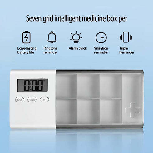 IgniteHaul 7 Day Intelligent Medication Reminder Box with Timer, Alarm Clock, Triple Reminder, Portable Electronic Pill