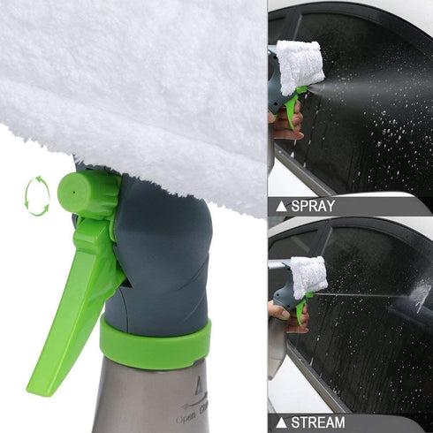 3 in 1 Window Cleaner Squeegee: Microfiber Washer, Glass Cleaning Tool with Spray Bottle for Home and Car Windows.