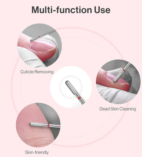 MelodySusie 3mm Rounded Top Barrel Cuticle Clean Nail Drill Bit, 3/32'' Professional Safety Carbide