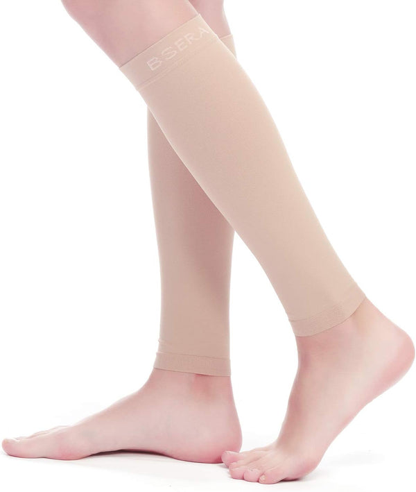 BSERA Calf Compression Sleeve Women, 2 Pairs 15-20mmHg Support Footless Compression Socks for Shin Splints