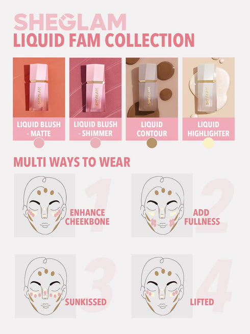 SHEGLAM Color Bloom Liquid Blush Makeup for Cheeks, Matte Finish - Float On