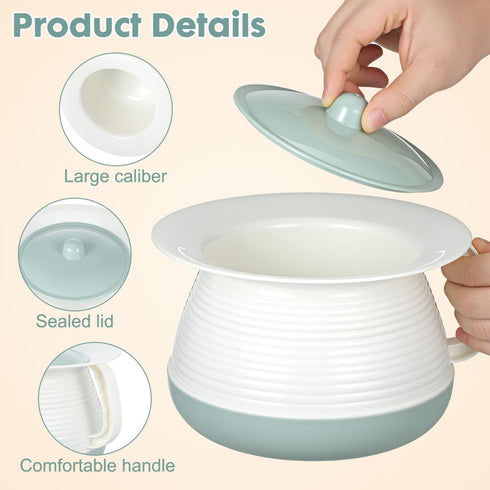 PartyKindom Portable Urinal and Chamber Pot for Elderly - Heavy Duty PP Plastic Bedpan with Smooth Inner Wall for Easy