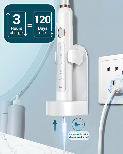 Rtauys M5 Sonic Electric Toothbrush for Adults, Rechargeable with 8 Brush Heads & Travel Case, 120 Days on 3 Hours