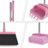 kelamayi Broom and Dustpan Set for Home, Office, Indoor & Outdoor Sweeping, Stand Up Broom and Dustpan (Pink).
