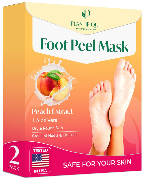PLANTIFIQUE Foot Peeling Mask, 2 Pack, Exfoliating Foot Peel Mask for Dry Cracked Feet, Repairs Heels & Removes Dead
