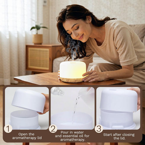 Harindiver 500ml 4-in-1 Humidifier,7 Premium Essential Oil Diffuser,Quiet Ultrasonic Aromatherapy Color LED Lights