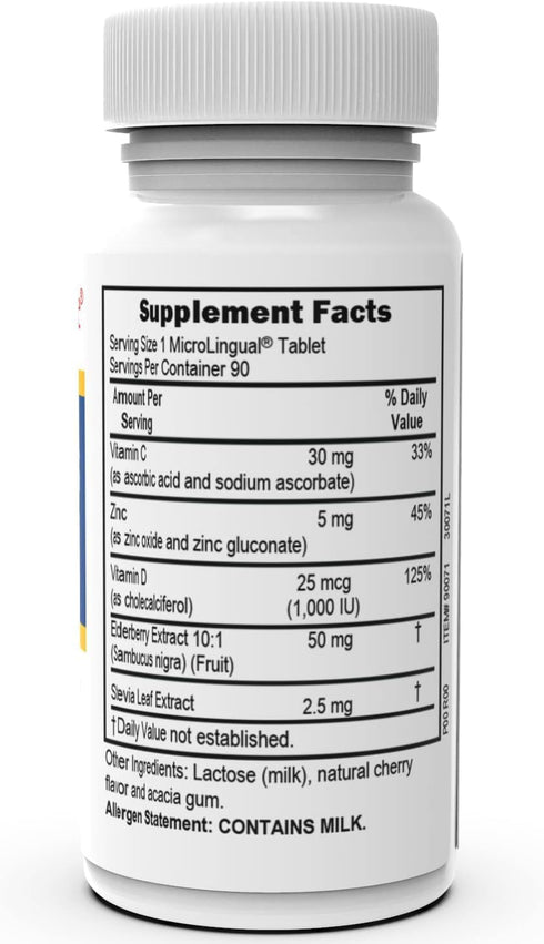 Superior Source Zinc Plus Lozenges, With Vitamin C (30 mg), D3 (1,000 IU), Elderberry Extract, Quick Dissolve MicroLingual Tablets, 90 Ct, Promote a Healthy Immune System & Antioxidant Support Non-GMO