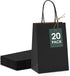 GSSUSA Kraft Paper Gift Bags 5.25x3.75x8'' 20 Pcs, Black Paper Bags with Handles for Shopping, Craft, Party