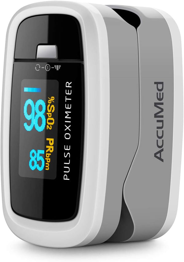AccuMed CMS-50D1 Fingertip Pulse Oximeter, Blood Oxygen Sensor SpO2, Portable with LED Display