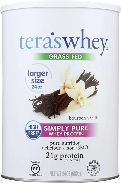 Simply tera's Pure Whey Protein Powder, Vanilla, Grass Fed, Non-GMO, 24 Oz