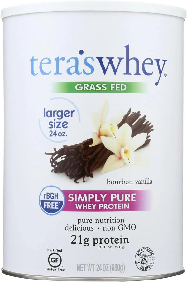 Simply tera's Pure Whey Protein Powder, Vanilla, Grass Fed, Non-GMO, 24 Oz