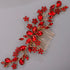 Teardrop Flower Crystal Hair Comb for Women, Cute Crystal Comb for Bride in RED