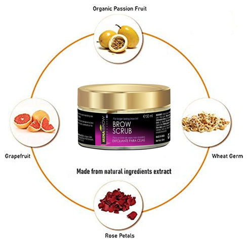 MINA Brow Scrub, Natural Extracts for Long-Lasting Henna or Tint, 50ml Organic Brow Scrubber
