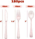 180PCS Rose Gold Plastic Silverware Set, Disposable Glitter Gold Cutlery, Flatware Set, 60 Gold Forks, 60 Gold Spoons, 60 Gold Knives, Valentine's day Fancy Party Utensils by hapray