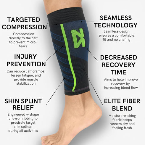 Zensah Ultra-Light Compression Leg Sleeves for Shin Splint Relief - Calf Support