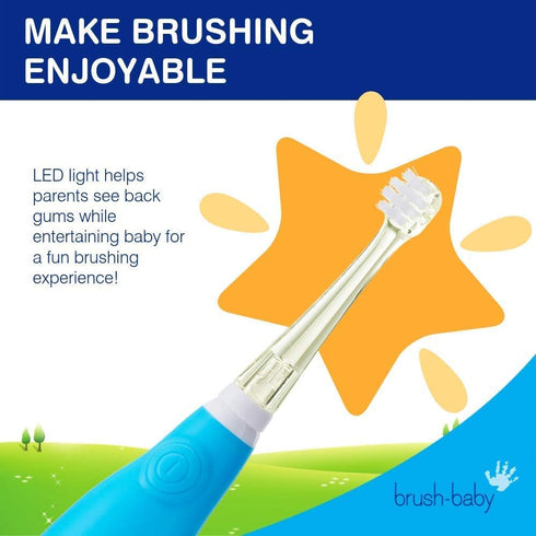 brush-baby BabySonic Infant and Toddler Electric Toothbrush - Ages 0-3 Years, Smart LED Timer and Gentle Vibration,