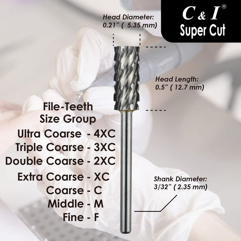 Super Cut Upgrade Edition Small Barrel Nail Drill Bit for Electric Manicure Drill, Remove Nail Gels (Middle -M)