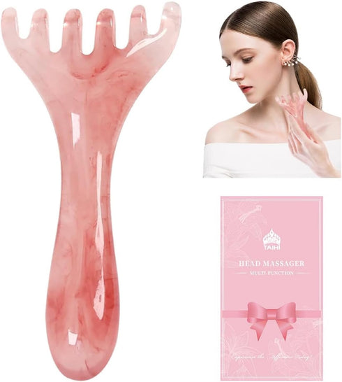 TAIHI Scalp Massager, Manual Head Massager Gua Sha Tool, Natural Resin Scalp