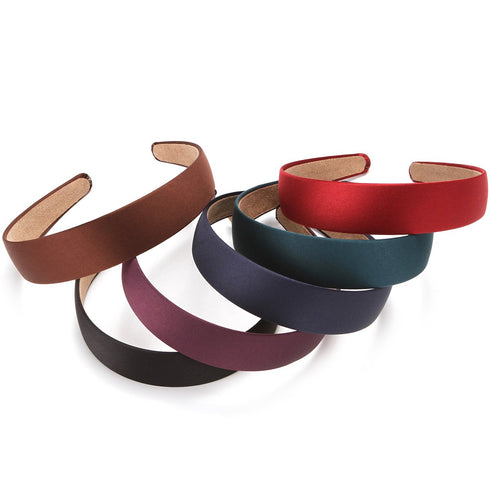 LONEEDY 6 Hard Headbands - 1 Inch Wide Non-slip Ribbon Hairband for Women, 6 PCS in Deep Color