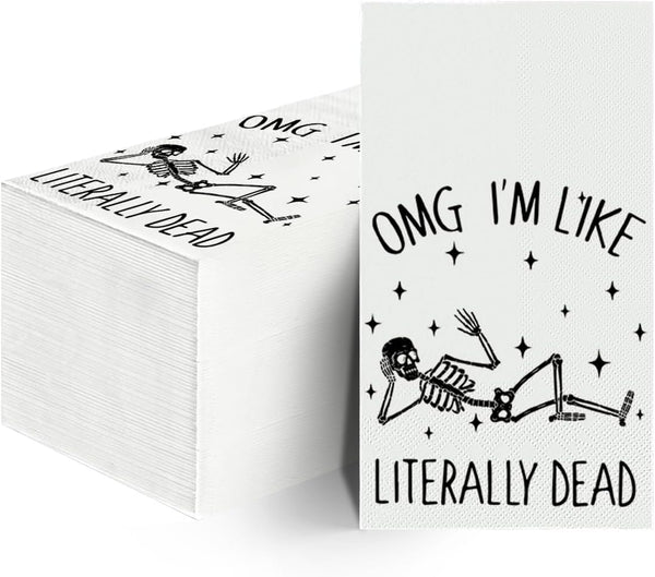 Horaldaily 100 Halloween Disposable Paper Guest Napkins, Skeleton Star Hand Towels for Party and Kitchen