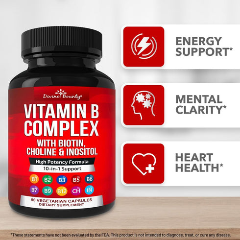 Divine Bounty Super B Complex Vitamins - All B Vitamins Including B12, Support Healthy Energy Metabolism
