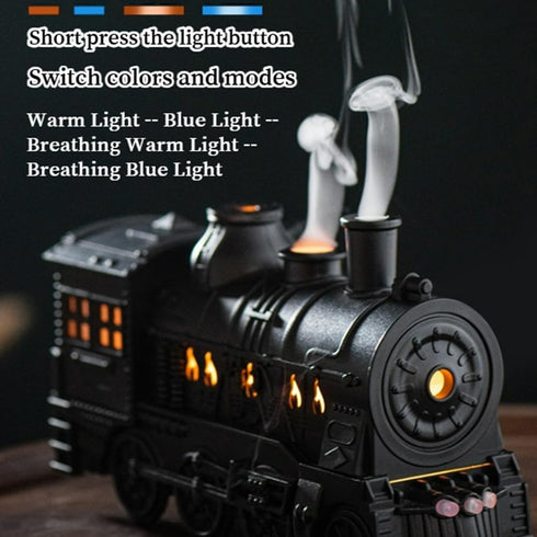 kunishi Essential Oil Train Diffuser, Vintage Steam Train Humidifier, Christmas Train Aroma Diffuser, Dual Mist Outlets