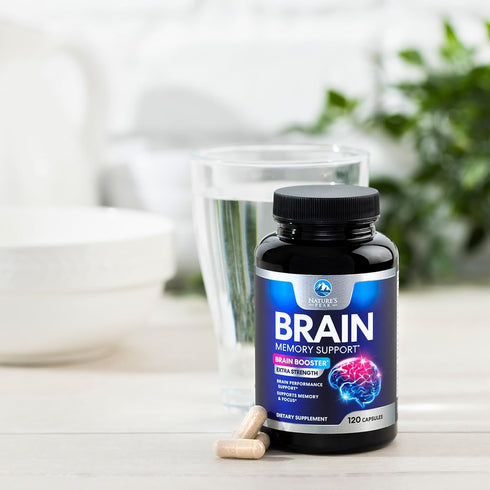 Brain Supplements for Memory and Focus - Nootropic Support with Bacopa, Cognitive Vitamins, 120 Capsules