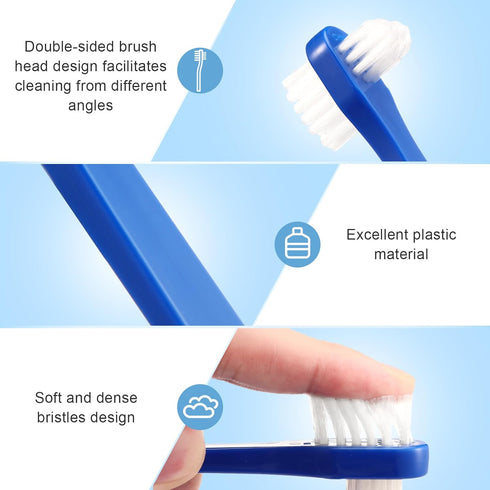 50 Pcs Denture Brush, Individually Dual Headed Firm Hard Bristle Toothbrush for Cleaning Dentures, Retainers, Braces