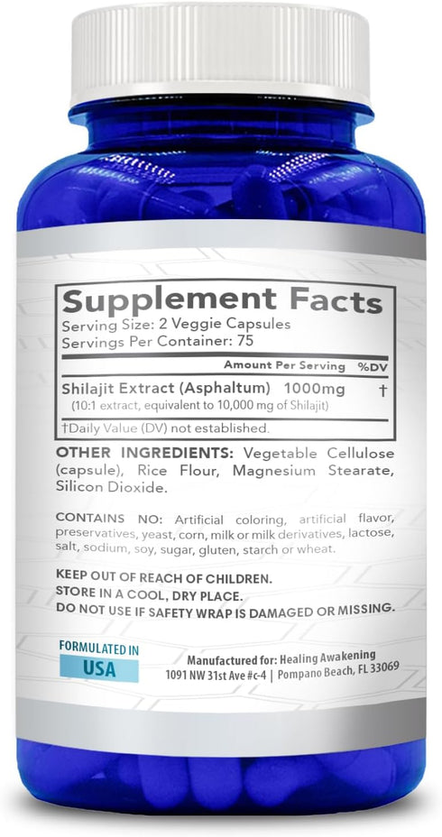 Premium Shilajit Capsules 10,000mg (150 Capsules) - Non-GMO & Gluten Free