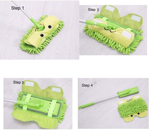 Mini Microfiber Chenille Cartoon Flat Dust Mop for Children, Detachable, 360 Degree Rotation