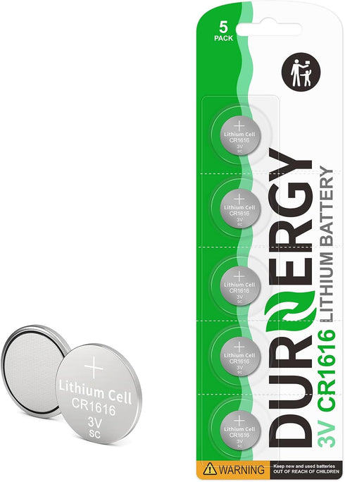 CR1616 Lithium Battery 5 Pack, Key Fob Battery, CR1616 Coin Cell, Watch Battery