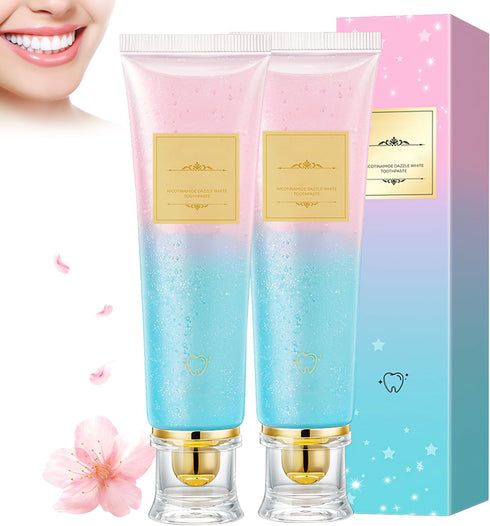 NIUYOU 2Pcs Acssart Radiant Whitening Toothpaste,Niacinamide Whitening Toothpaste,Easilyous Bright Whiteing toothpastes,Nicotinamide Dazzling White,Removal