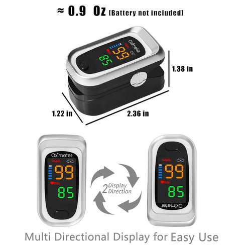 Fingertip Pulse Oximeter, Heart Rate Monitor with Large LED Display, Accurate SPo2 Reading for Adults and Kids