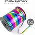 500 Yards 3/16" Rainbow Curling Ribbon, Shiny Balloon String for Gift Wrapping, Metallic Curly Ribbon 1 Roll Laser Balloon Ribbon for Birthday Wedding Party Festival Decoration, Art Crafts by HimBen