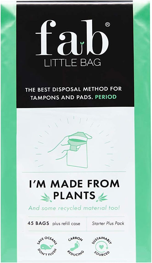 Fab Little Bag Starter Plus Pack - 45 Sanitary Disposal Bags with Recyclable Refill Pack