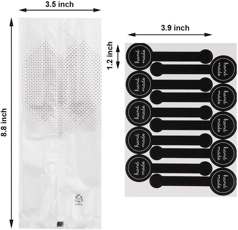 Cookie Bags for Packaging, Searik Translucent Plastic Cellophane Treat Bags for Bakery, Gift Giving, with Stickers and
