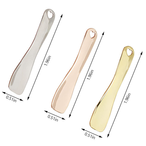 3 PCS Metal Cosmetic Spoon, Mini Skincare Spatula, Zinc Alloy Beauty Scoop (Silver Gold Rose Gold)