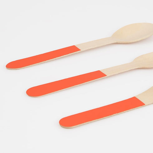 Set (Pack 24), Set, Meri Meri Wooden Cutlery of Made from Birch Wood, Natural Colors, Stylish Disposable Cutlery