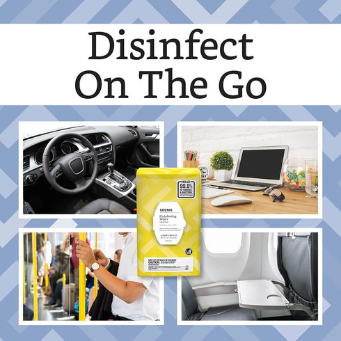 Amazon Brand - Solimo Disinfecting Wipes, Lemon & Fresh Air Scent, 320 Count, 4 Packs of 80