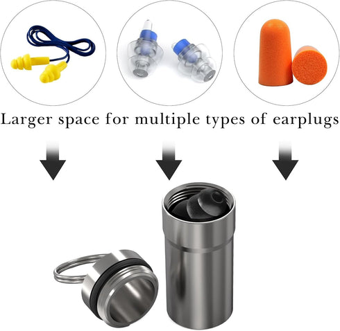 4 Pack Portable Ear Plug Carrying Case with Keychain, Waterproof Metal Ear Bud Holder