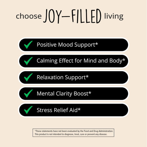 Joy-Filled Mood Support Supplement with St. Johns Wort, 100% Plant-Based Stress Relief Supplement for Calm Mind & Body,