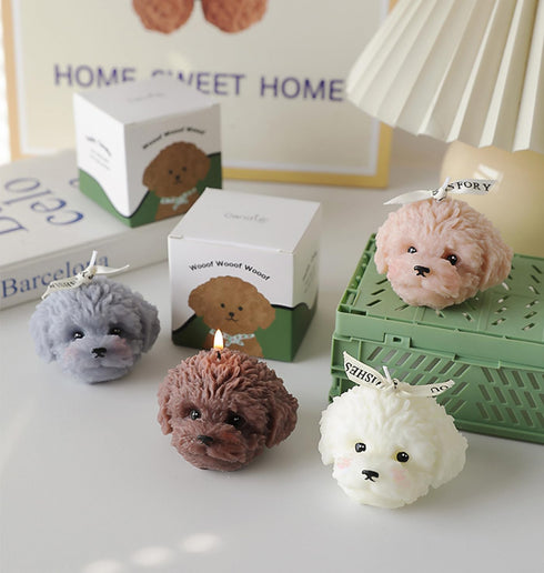 T-shin Candle,100G Teddy Dog Shaped Scented Cute Puppy Animal Aroma Soy Wax Decorative Novelty Candle for Table Photo