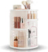Masirs 360 Rotating Makeup Organizer, Adjustable Shelf Height, White Cosmetic Organizer for Bedroom Dresser or Vanity