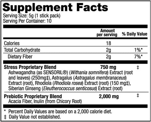 Stress Support Adaptogen Drink Mix Supplement for Energy, Mood & Cortisol Balance, Natural Herbal Mix