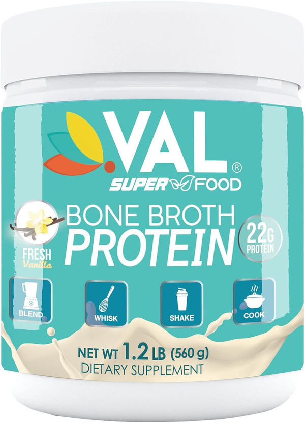 VAL Chicken Bone Broth Powder Protein | 22g Protein, 12g Collagen, 8g Inulin | Supports Healthy Skin and Gut Health