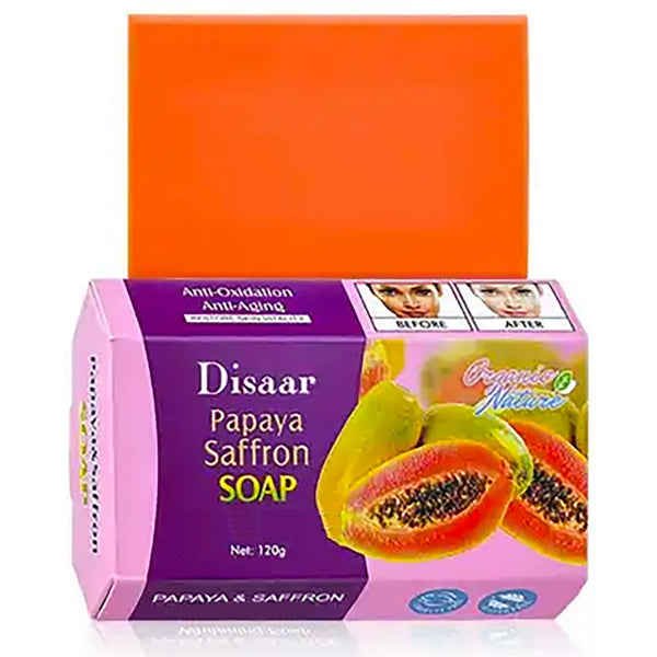 Papaya Saffron Soap Bar - Anti-Aging, Anti-Oxidation Moisture Foam for Skin Care, 120g / 4.23oz