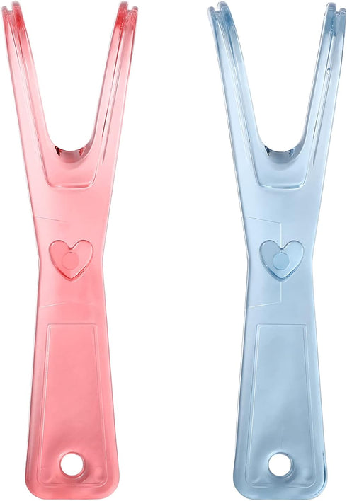 Healifty Dental Floss Holder for Teeth, 2 Pack Reusable Floss Handle Holder Replacements (Pink, Blue)